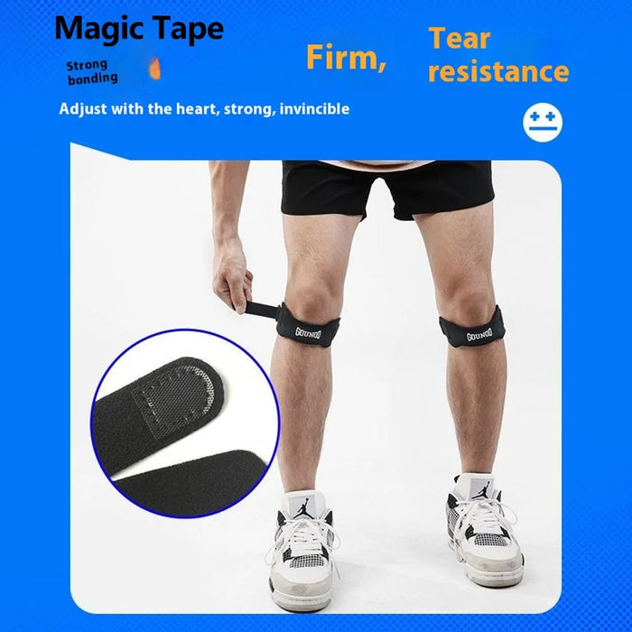 GOUNOD H15 1Pc Sports Compression Knee Strap Double Layer Cowhide Leather Patella Support for Running / Cycling - Brown - 6