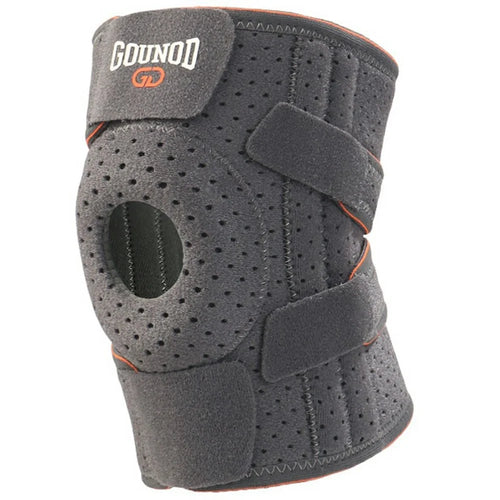 GOUNOD HJ0106 1Pc Sports Knee Brace Support Joint Protection Compression Sleeve with Steel Bar for Running / Cycling - Grey+Orange - 1
