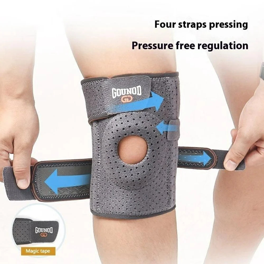 GOUNOD HJ0106 1Pc Sports Knee Brace Support Joint Protection Compression Sleeve with Steel Bar for Running / Cycling - Grey+Orange - 3