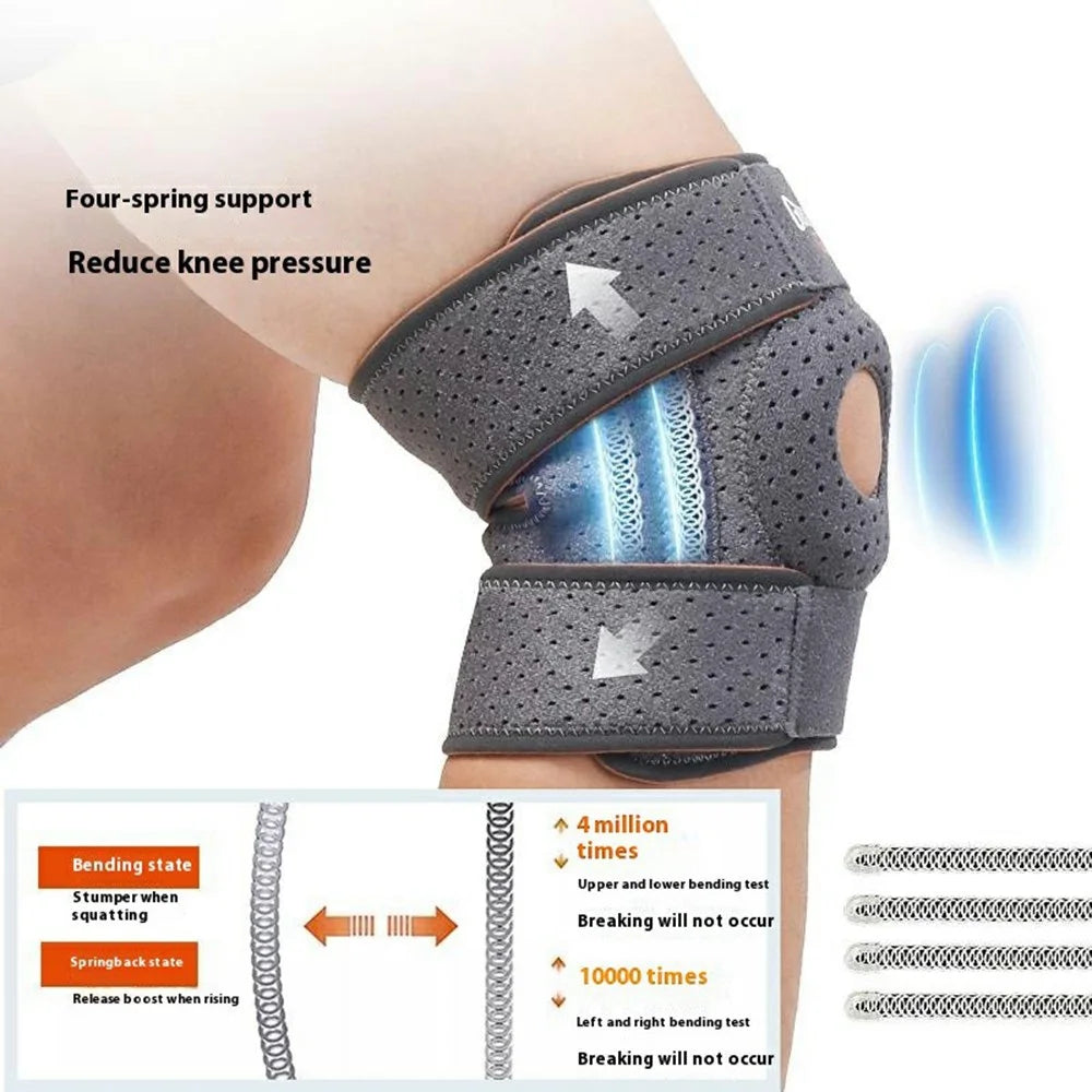 GOUNOD HJ0106 1Pc Sports Knee Brace Support Joint Protection Compression Sleeve with Steel Bar for Running / Cycling - Grey+Orange - 5