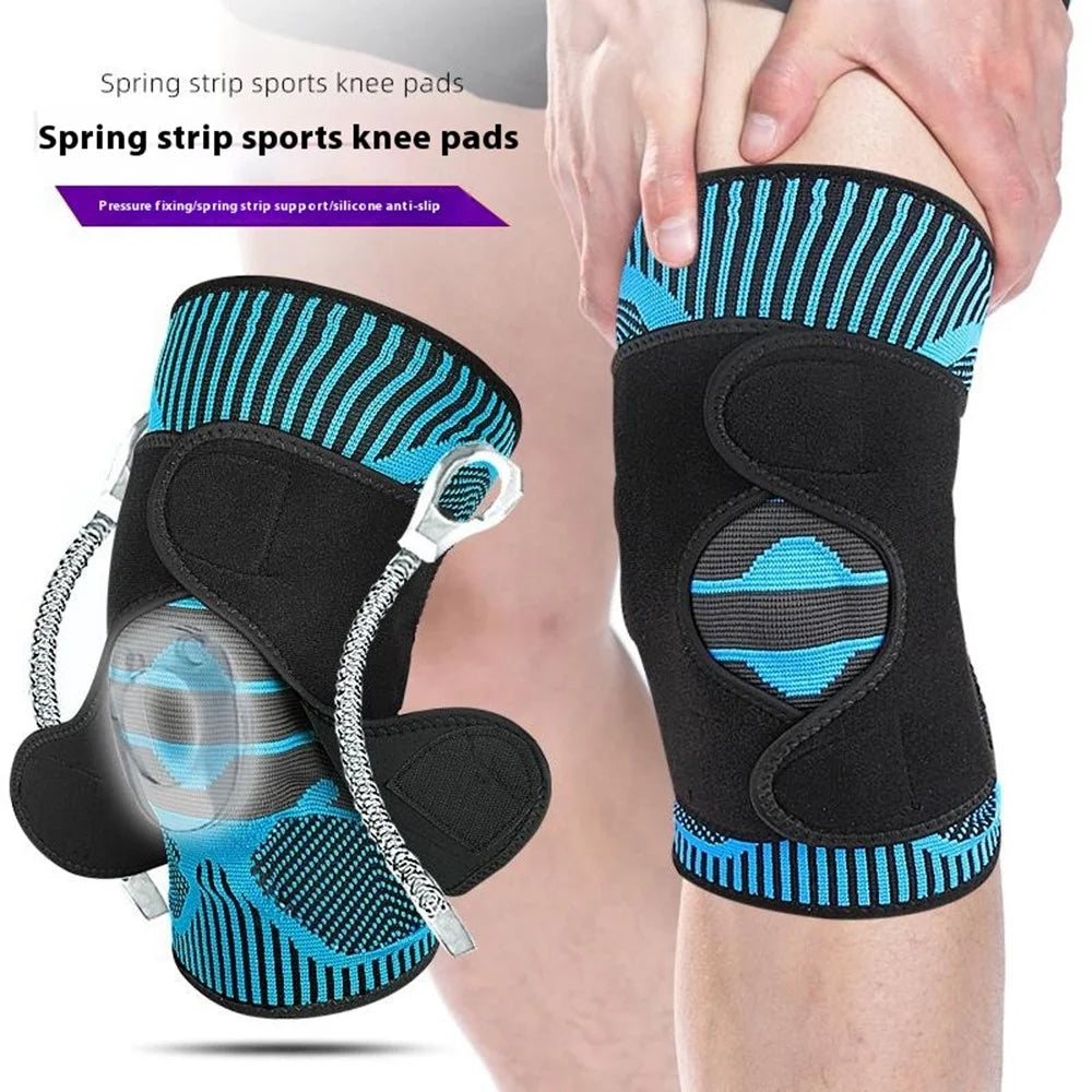 108 1Pc Sports Knee Brace Elastic Compression Athletics Knee Pad Knitted Sleeve with Springs - 4