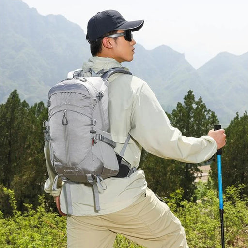 AZELA A13805 Hiking Camping Travel 30L Lightweight Backpack Water Resistant Nylon Outdoor Daypack - Grey - 2