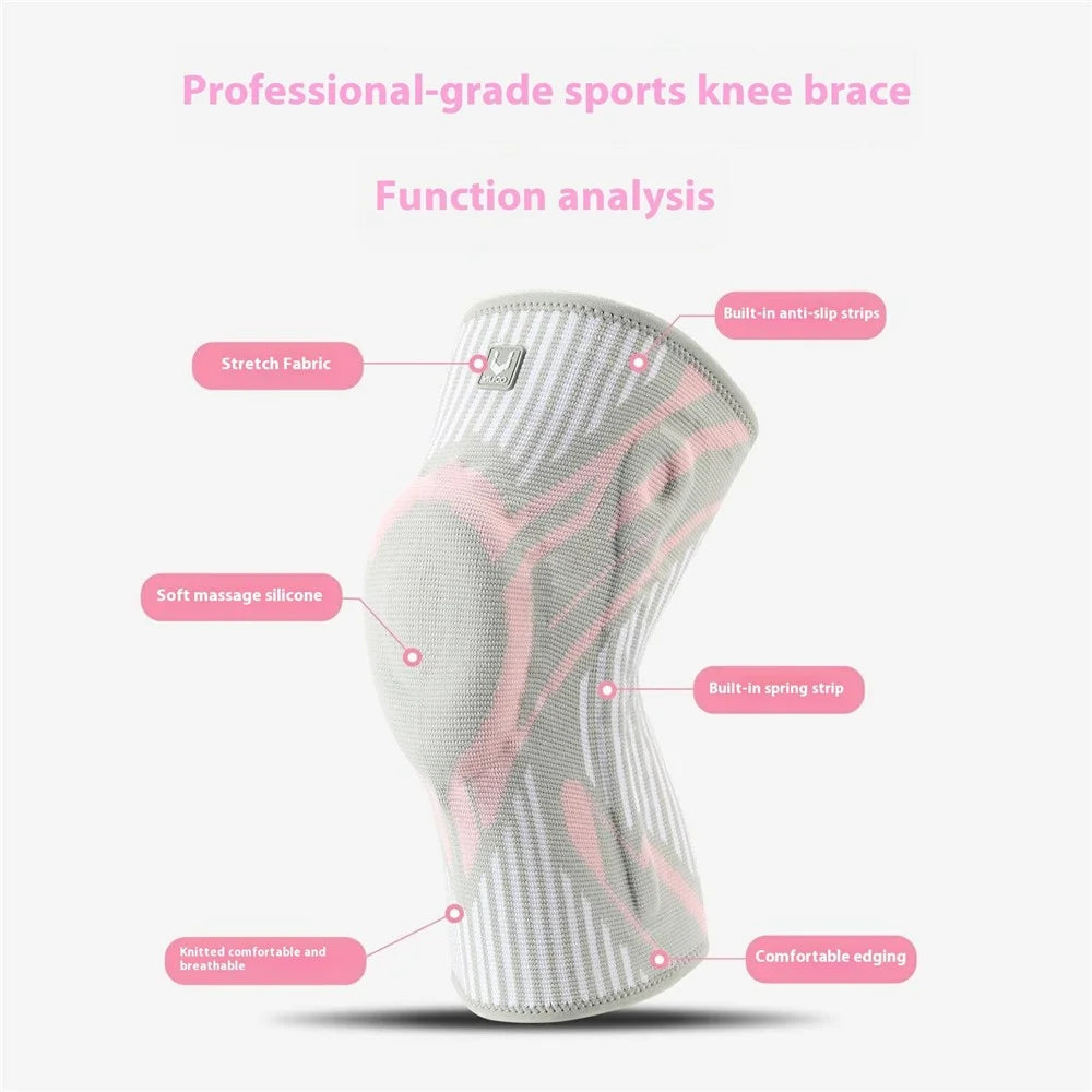 VILICO AB162 1Pc Shock Absorption Sports Knee Brace Anti Slip Compression Support Knee Sleeve - Grey M - 4