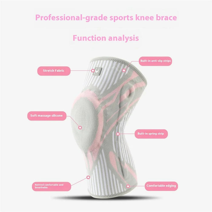 VILICO AB162 1Pc Shock Absorption Sports Knee Brace Anti Slip Compression Support Knee Sleeve - Grey M - 4