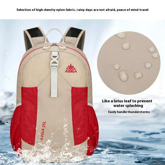 AZELA A1341 Lightweight Foldable Backpack Waterproof Nylon Shoulder Bag for Outdoor Hiking Camping - Khaki - 3