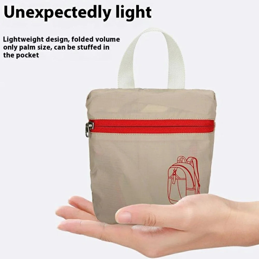 AZELA A1342 Lightweight Nylon Foldable Backpack Outdoor Hiking Climbing Travel Daypack - Khaki+Red - 6