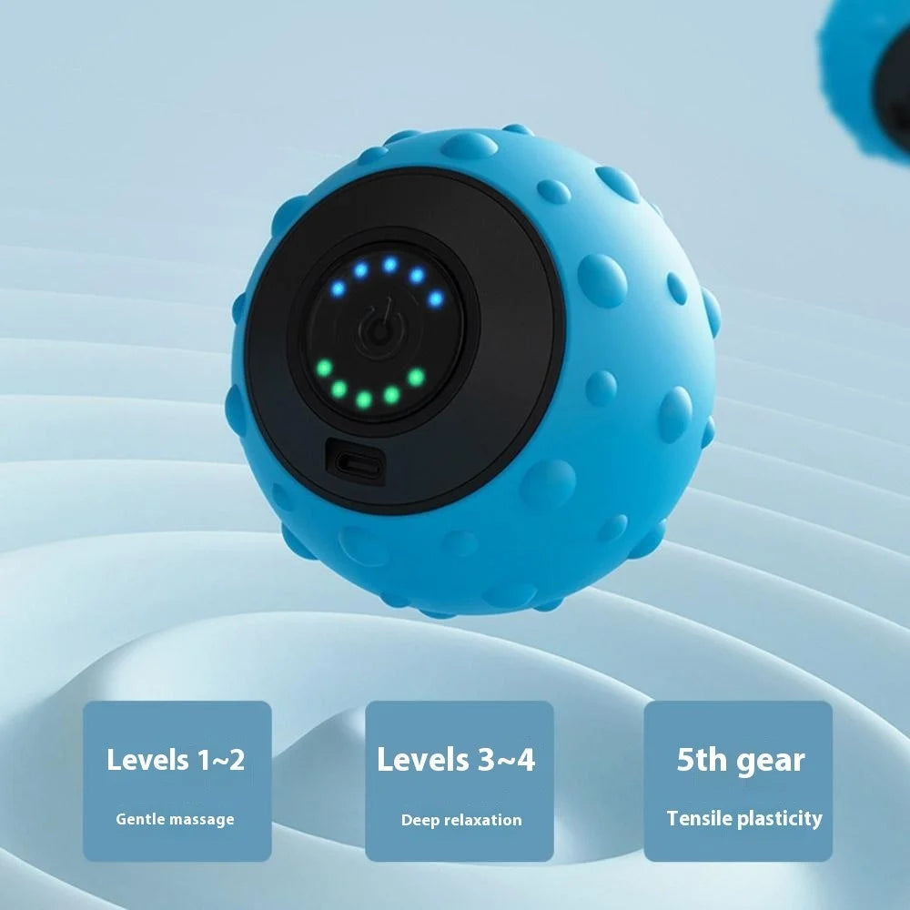 Vibrating Massage Ball Silicone Electric Fascia Ball Muscle Relaxation Fitness Yoga Recovery Vibration Massager - Blue - 3