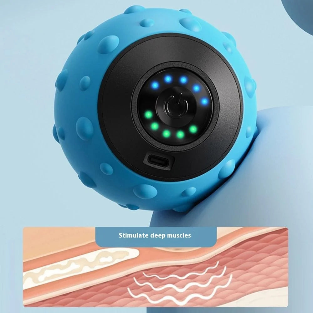 Vibrating Massage Ball Silicone Electric Fascia Ball Muscle Relaxation Fitness Yoga Recovery Vibration Massager - Blue - 5