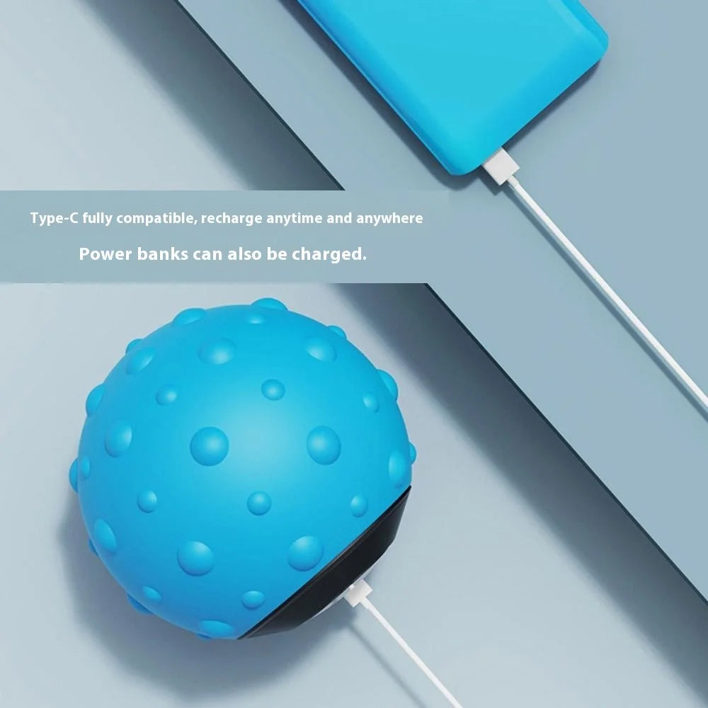 Vibrating Massage Ball Silicone Electric Fascia Ball Muscle Relaxation Fitness Yoga Recovery Vibration Massager - Blue - 7