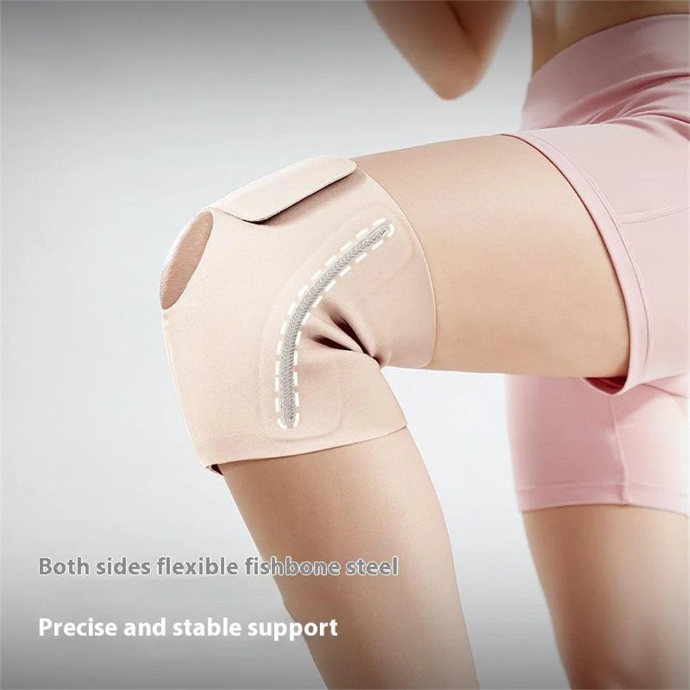 GOLOVEJOY HX42 1 Pair Sports Knee Brace Fishbone Support Breathable Compression Knee Sleeve for Running Gym - Black  /  S / M - 4