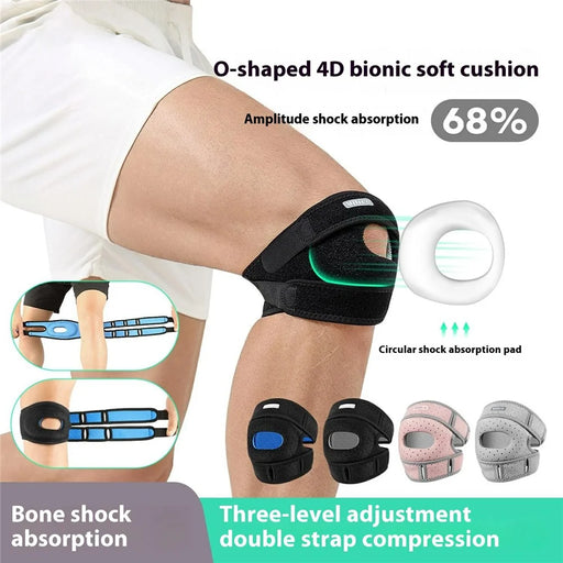 VILICO AB169 1Pc Professional Knee Brace for Running Jumping Rope Joint Support Patellar Strap Compression Wrap - Black  /  Grey - 2