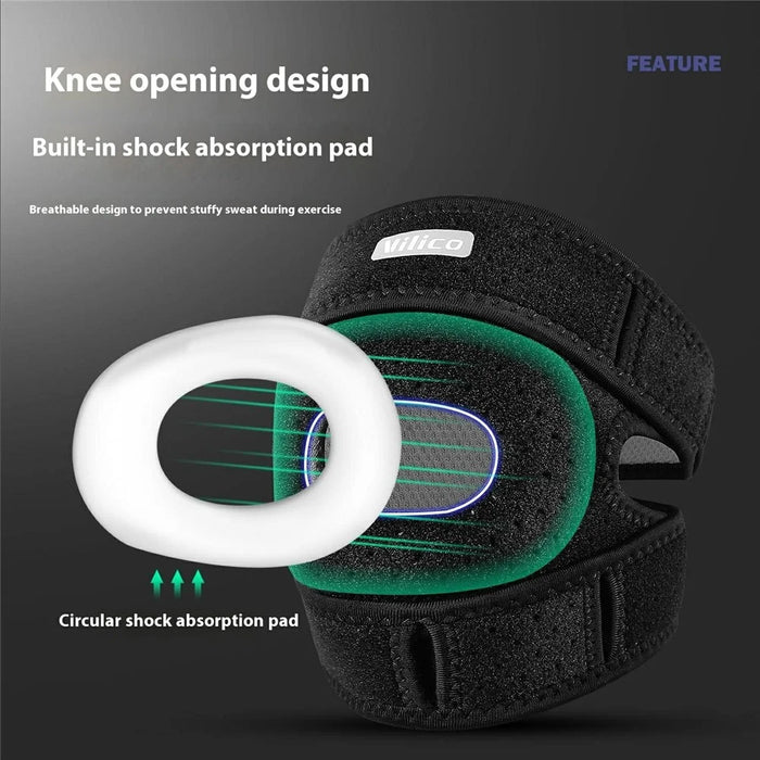 VILICO AB169 1Pc Professional Knee Brace for Running Jumping Rope Joint Support Patellar Strap Compression Wrap - Black  /  Grey - 4