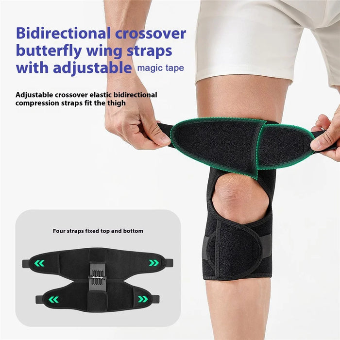 AB185 1Pc Knee Joint Support Brace Outdoor Hiking Sports Patella Protection Adjustable Compression Guard - Black - 2