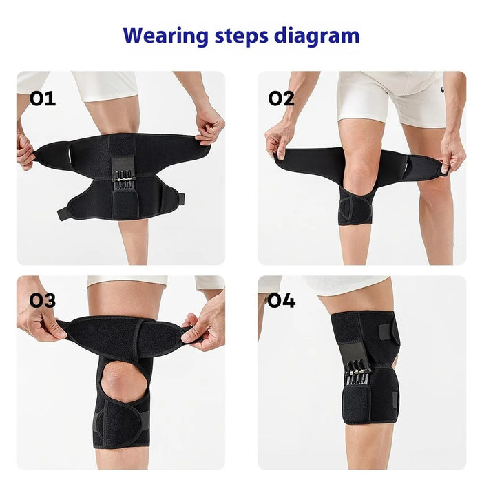 AB185 1Pc Knee Joint Support Brace Outdoor Hiking Sports Patella Protection Adjustable Compression Guard - Black - 4