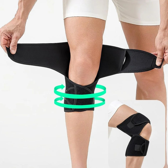 AB185 1Pc Knee Joint Support Brace Outdoor Hiking Sports Patella Protection Adjustable Compression Guard - Black - 7