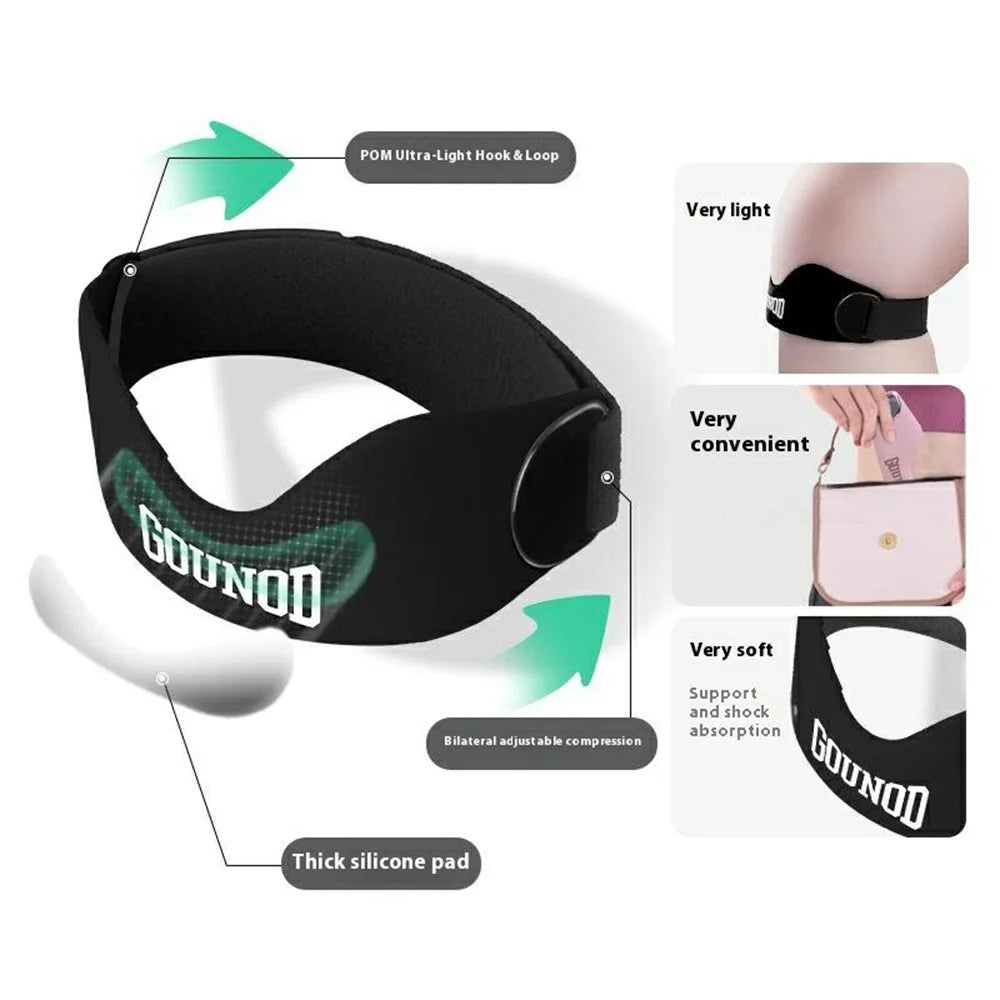 GOUNOD BGD001 1Pc Professional Knee Support for Basketball Running Sports Silicone Patella Strap - Black - 3