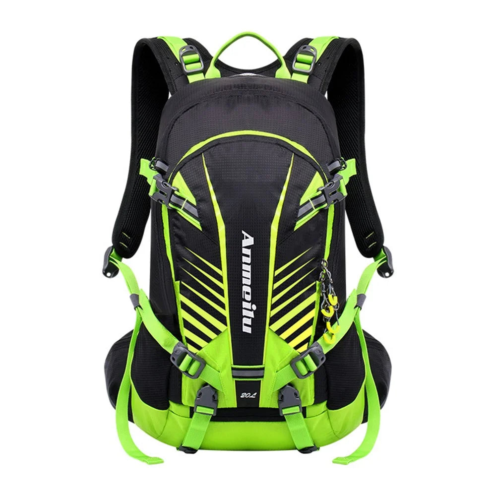 ANMEILU 1031A 20L Outdoor Sports Night Cycling Reflective Backpack 210D Nylon Waterproof Ultra Light Helmet Shoulder Bag - Black/Green - 1