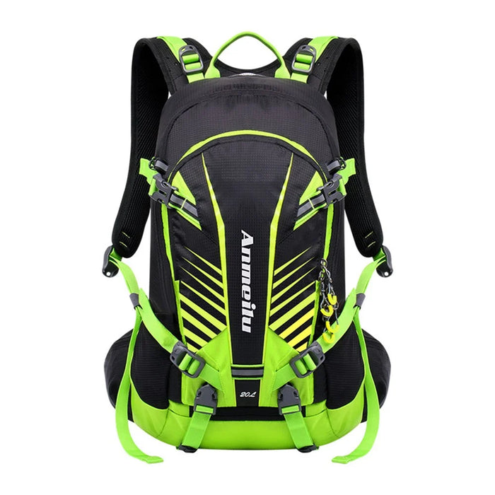 ANMEILU 1031A 20L Outdoor Sports Night Cycling Reflective Backpack 210D Nylon Waterproof Ultra Light Helmet Shoulder Bag - Black/Green - 1
