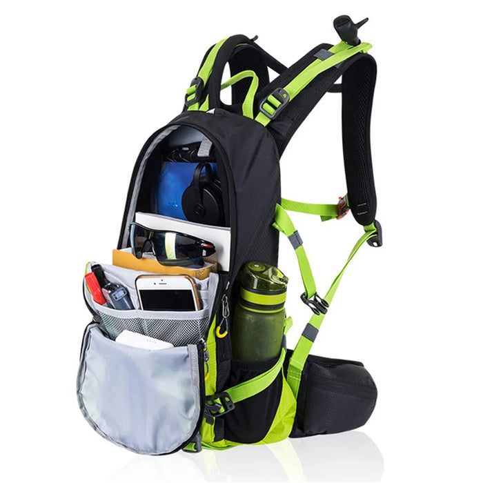 ANMEILU 1031A 20L Outdoor Sports Night Cycling Reflective Backpack 210D Nylon Waterproof Ultra Light Helmet Shoulder Bag - Black/Green - 5