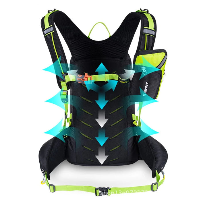 ANMEILU 1031A 20L Outdoor Sports Night Cycling Reflective Backpack 210D Nylon Waterproof Ultra Light Helmet Shoulder Bag - Black/Green - 6