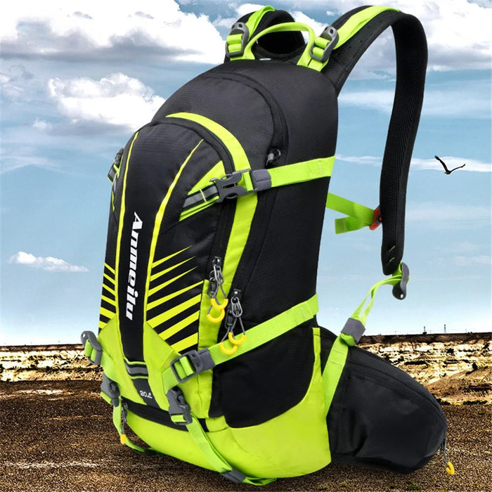 ANMEILU 1031A 20L Outdoor Sports Night Cycling Reflective Backpack 210D Nylon Waterproof Ultra Light Helmet Shoulder Bag - Black/Green - 7