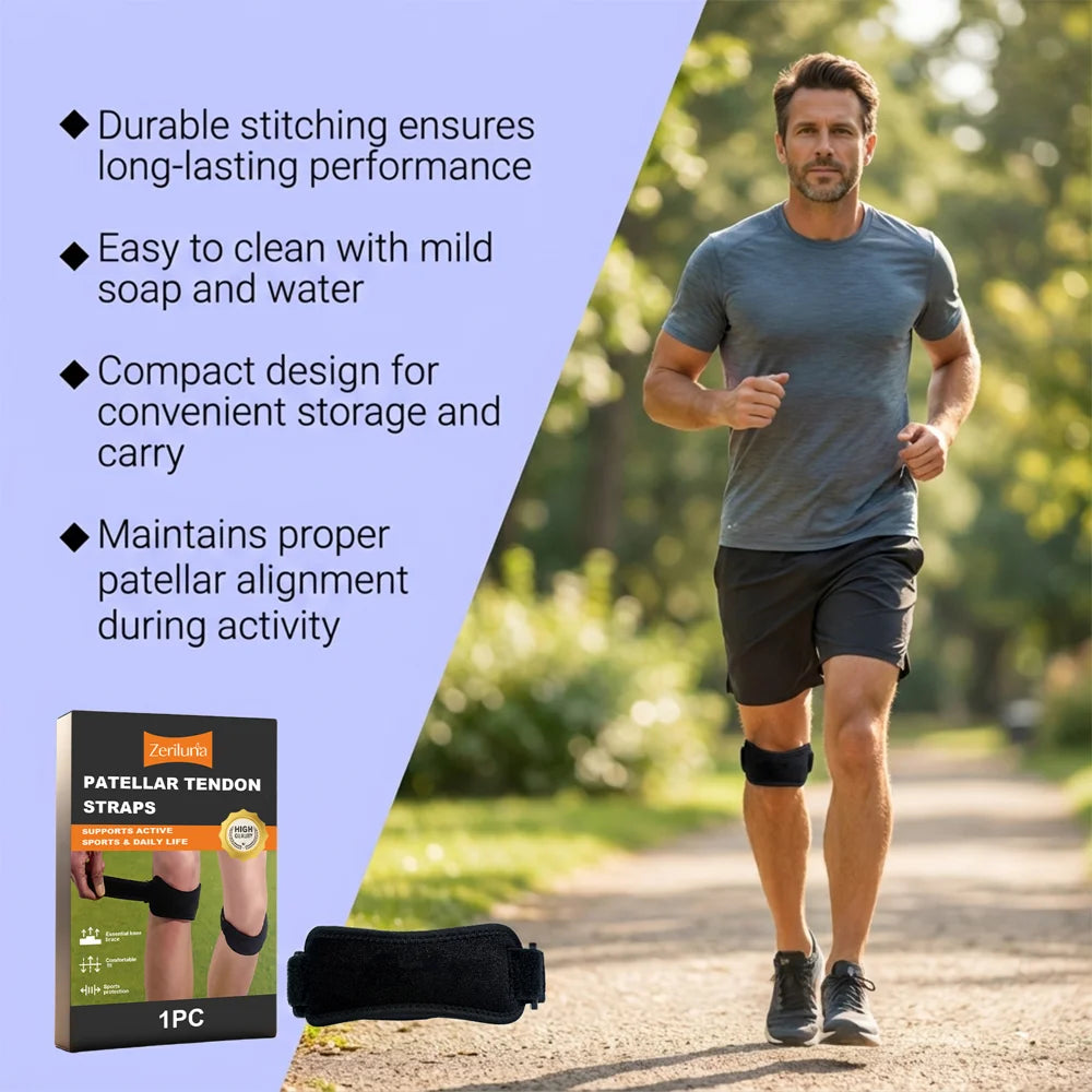 ZERILUNA 1Pc Adjustable Breathable Patellar Tendon Brace for Running Fitness Hiking Knee Support - 1Pc - 3