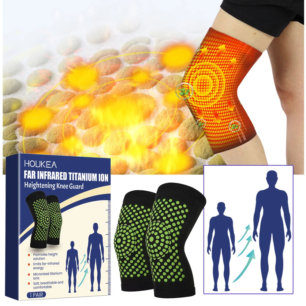 HOUKEA 1 Pair Far Infrared Titanium Ion Knee Guard Mugwort Extract Joint Support Knee Brace for Outdoor Sports - 1 Pair - 2