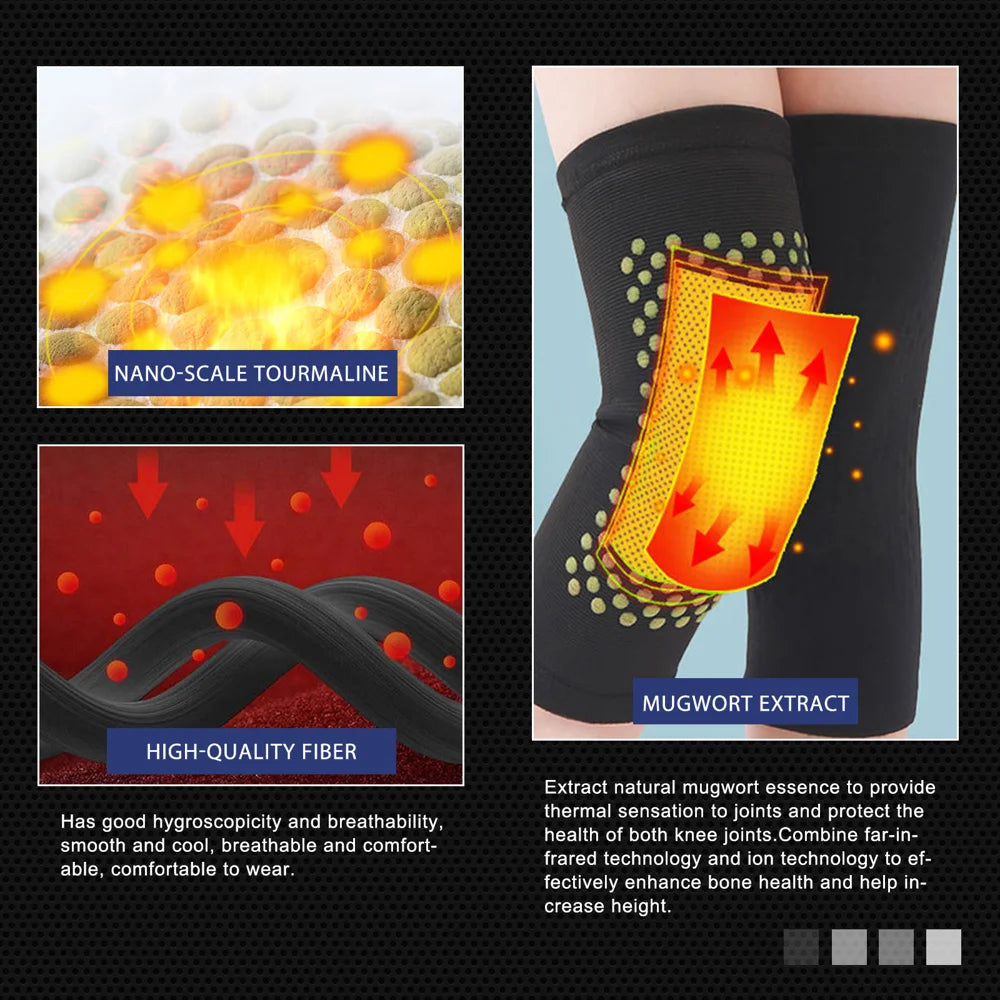 HOUKEA 1 Pair Far Infrared Titanium Ion Knee Guard Mugwort Extract Joint Support Knee Brace for Outdoor Sports - 1 Pair - 5