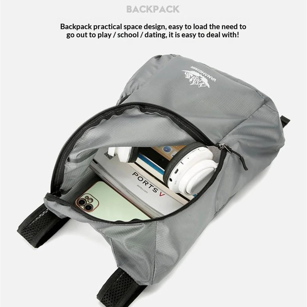 Foldable Hiking Backpack Lightweight Portable Travel Daypack for Outdoor Cycling Sports - Grey - 5