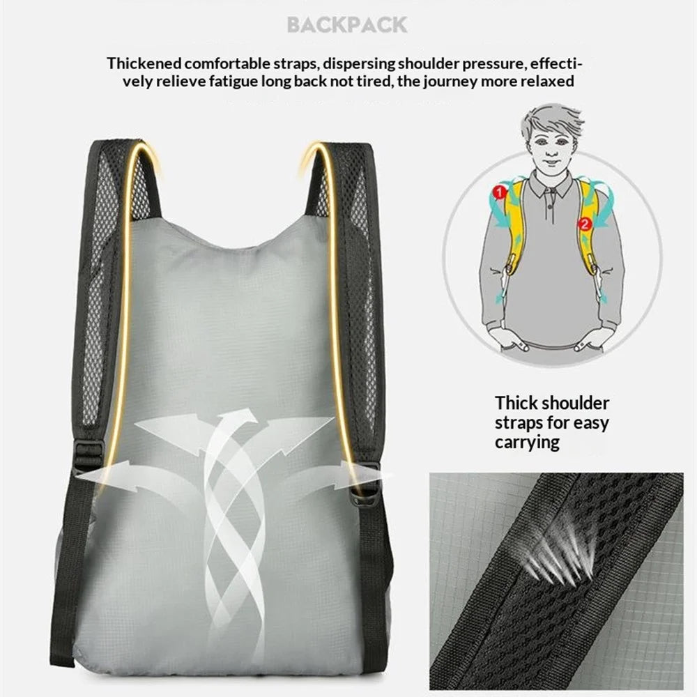 Foldable Hiking Backpack Lightweight Portable Travel Daypack for Outdoor Cycling Sports - Grey - 6