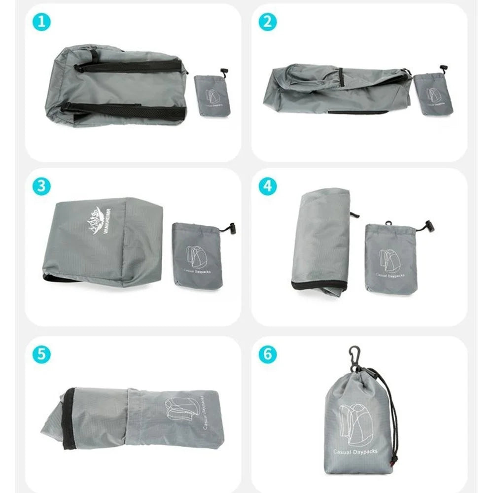 Foldable Hiking Backpack Lightweight Portable Travel Daypack for Outdoor Cycling Sports - Grey - 7
