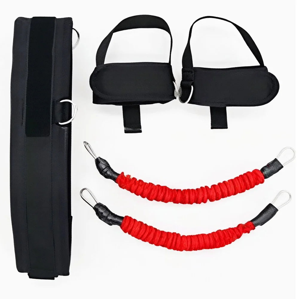 Leg Jump Training Resistance Bands Set Taekwondo Explosive Power Trainer Hip Abductor Equipment with Ankle Straps - Red - 1