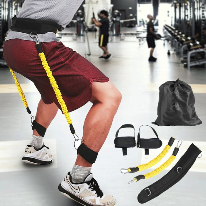 Leg Jump Training Resistance Bands Set Taekwondo Explosive Power Trainer Hip Abductor Equipment with Ankle Straps - Red - 2