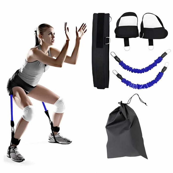Leg Jump Training Resistance Bands Set Taekwondo Explosive Power Trainer Hip Abductor Equipment with Ankle Straps - Red - 3