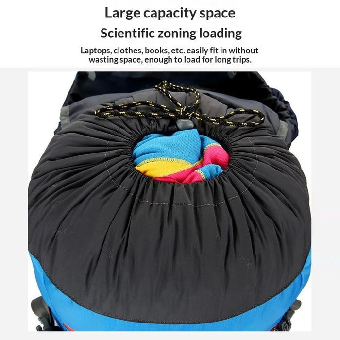 65L Hiking Backpack Large Capacity Water Resistant Camping Bag Multi Functional Travel Backpack - Baby Blue - 6