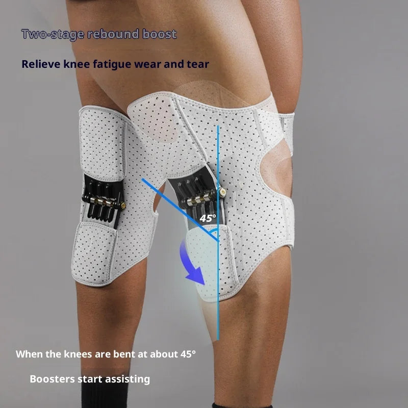 VBOSI 1103V 1 Pair Knee Brace Spring Support Hinged Patella Stabilizer Magic Tape Compression Strap for Hiking Running - M Black - 7