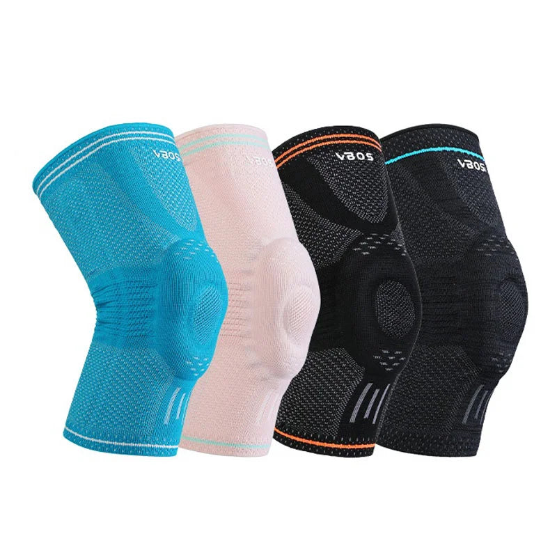 VBOSI 9977V 1Pc 3D Knitted Breathable Knee Support Carbon Steel Spring Stabilizer Knee Brace for Running Basketball Fitness - M/Dark Gray - 7