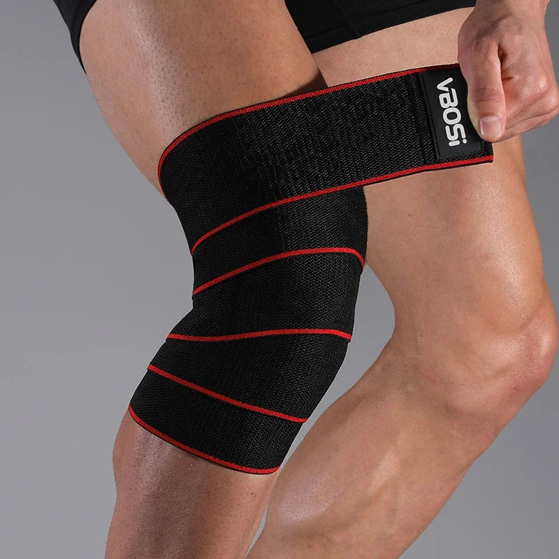 VBOSI 3324V 1Pc Knee Support Elastic Band Magic Tape Adjustable Knee Strap for Cycling Running Fitness - Red - 1