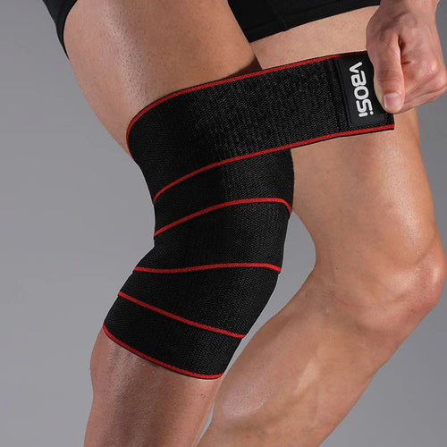 VBOSI 3324V 1Pc Knee Support Elastic Band Magic Tape Adjustable Knee Strap for Cycling Running Fitness - Red - 1