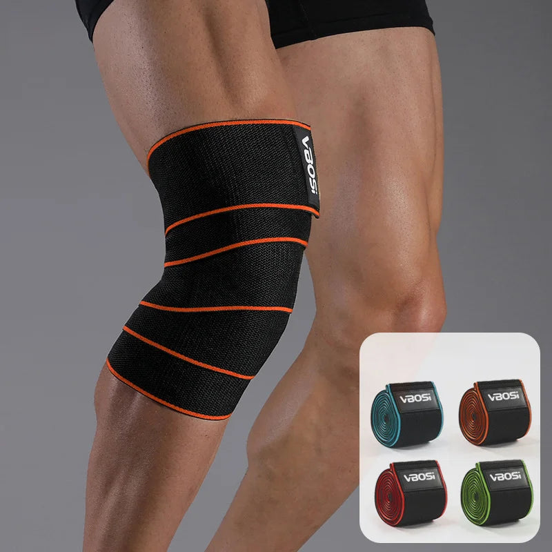 VBOSI 3324V 1Pc Knee Support Elastic Band Magic Tape Adjustable Knee Strap for Cycling Running Fitness - Red - 2