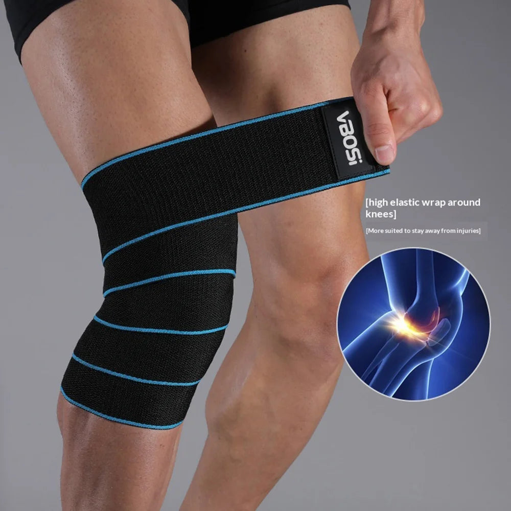 VBOSI 3324V 1Pc Knee Support Elastic Band Magic Tape Adjustable Knee Strap for Cycling Running Fitness - Red - 3