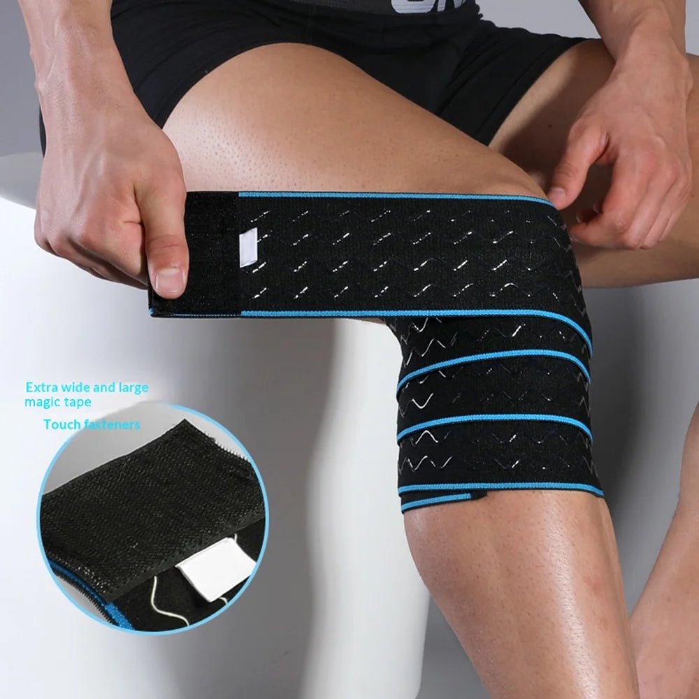 VBOSI 3324V 1Pc Knee Support Elastic Band Magic Tape Adjustable Knee Strap for Cycling Running Fitness - Red - 4