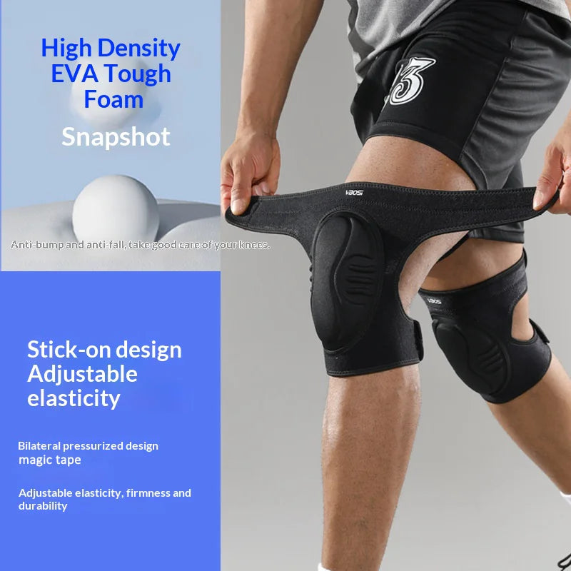 VBOSI 6538V 1 Pair Sports Knee Pad 1.5cm EVA Foam Breathable Knee Brace for Dance Yoga Volleyball - M/Black - 5