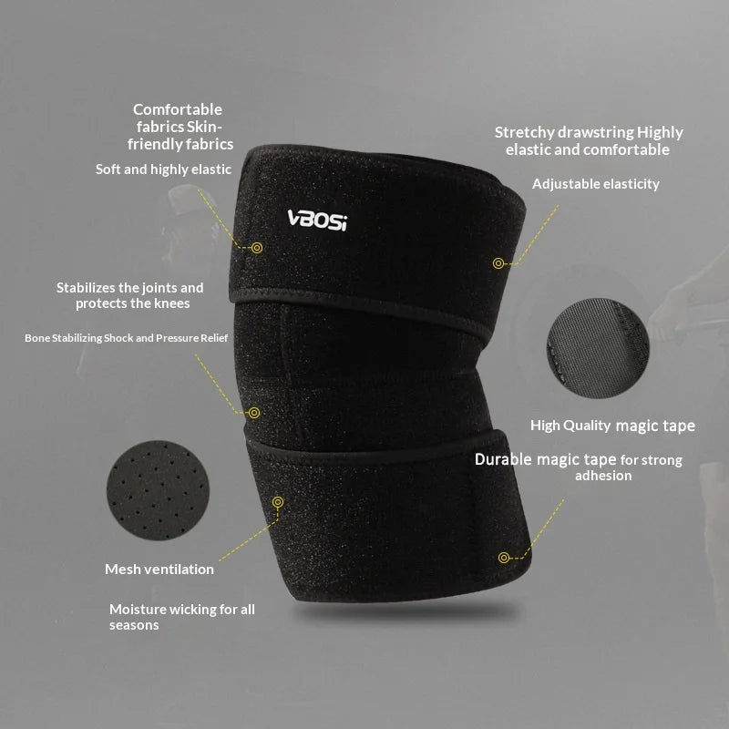 VBOSI 6238V 1Pc Adjustable Knee Brace for Basketball Badminton Tennis Sports Compression Knee Support - Black - 4