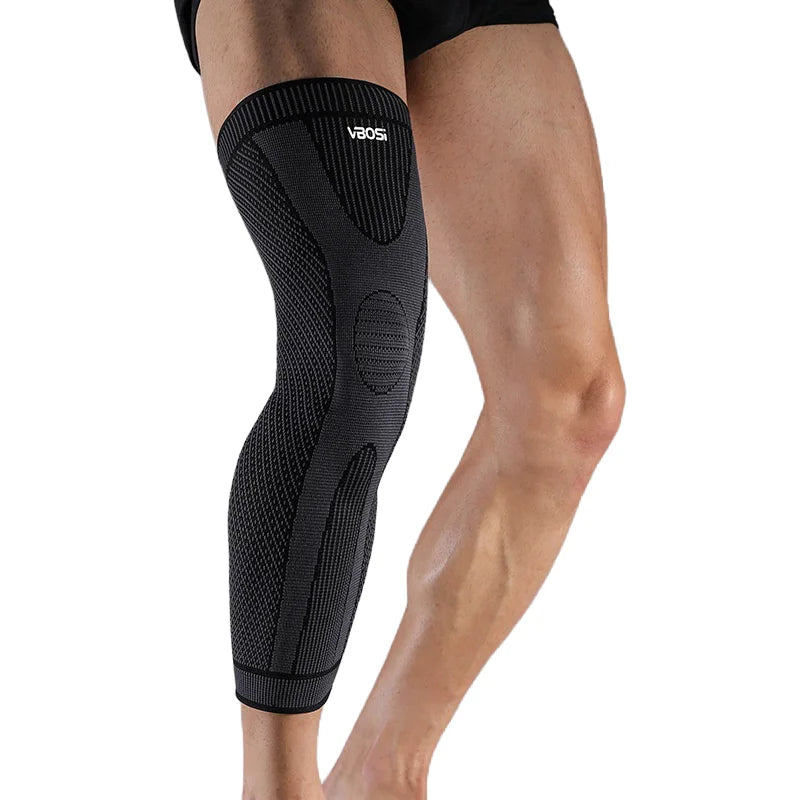 VBOSI 8167V 1Pc Extended Knee Brace 3D Knitted Anti-Slip Compression Leg Protector Sleeve for Sports - M/Black - 1