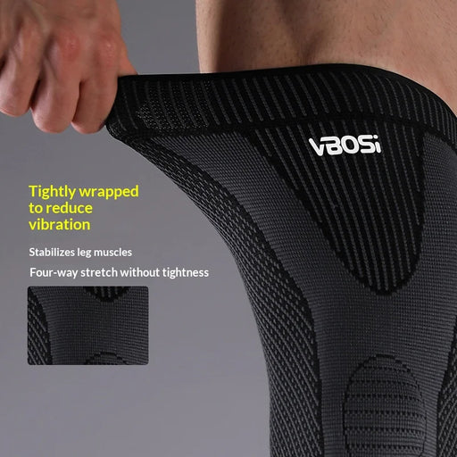 VBOSI 8167V 1Pc Extended Knee Brace 3D Knitted Anti-Slip Compression Leg Protector Sleeve for Sports - M/Black - 2