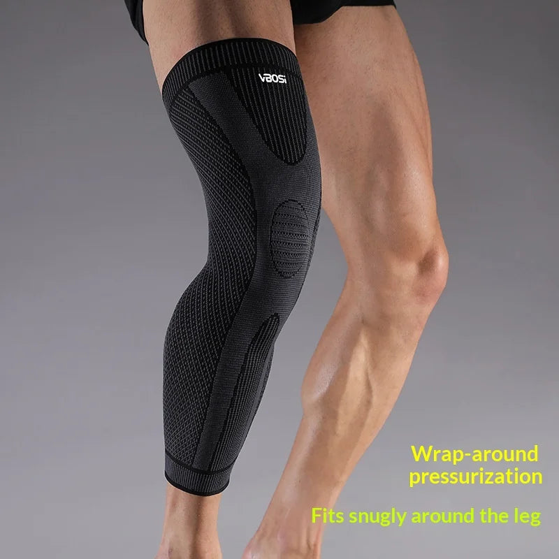 VBOSI 8167V 1Pc Extended Knee Brace 3D Knitted Anti-Slip Compression Leg Protector Sleeve for Sports - M/Black - 3