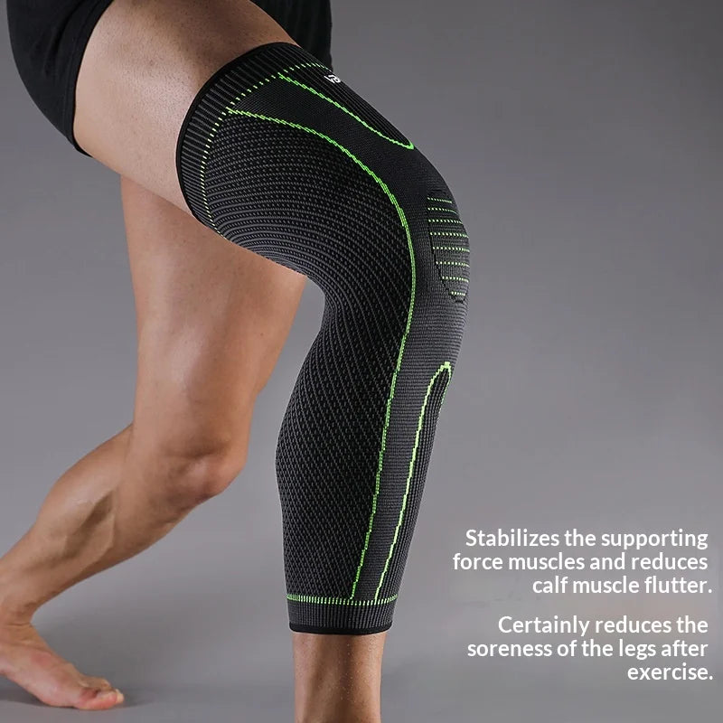 VBOSI 8167V 1Pc Extended Knee Brace 3D Knitted Anti-Slip Compression Leg Protector Sleeve for Sports - M/Black - 4