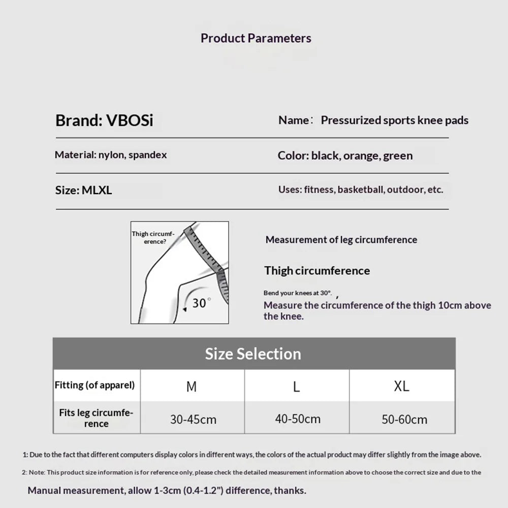 VBOSI 8167V 1Pc Extended Knee Brace 3D Knitted Anti-Slip Compression Leg Protector Sleeve for Sports - M/Black - 7