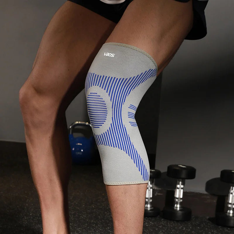 VBOSI 4777V 1Pc Knee Support 3D Knitted Breathable Compression Knee Brace for Running Cycling Basketball - M/Gray - 2